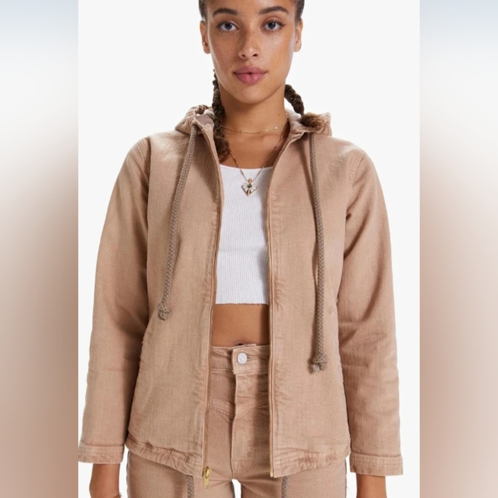 NWT Mother Superior- Double Draw Zip Hoodie Jacket in Brush Women's Size S